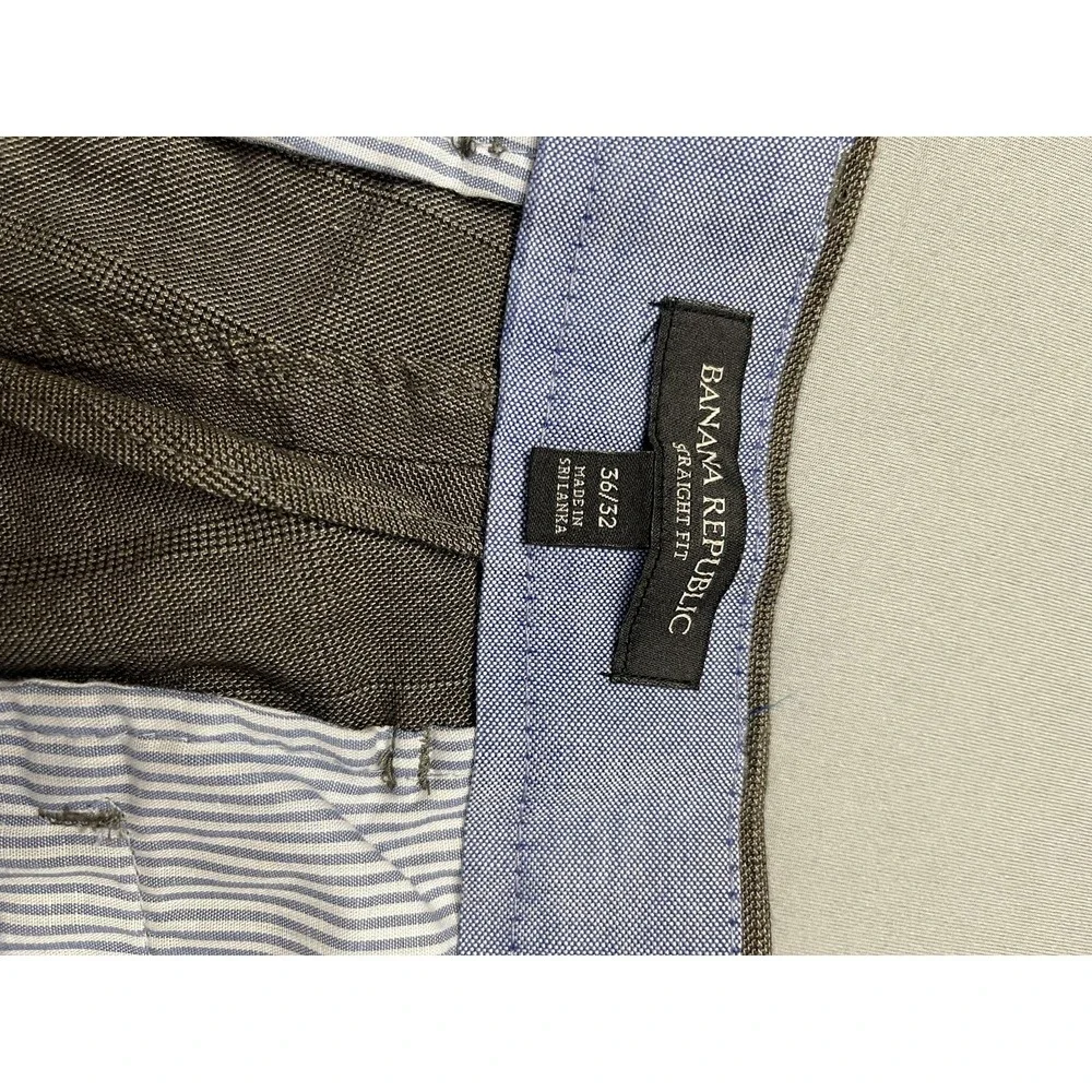 Banana Republic Men's 36/32‎ Straight Fit Plaid Dress Pants 100% Cotton Brown